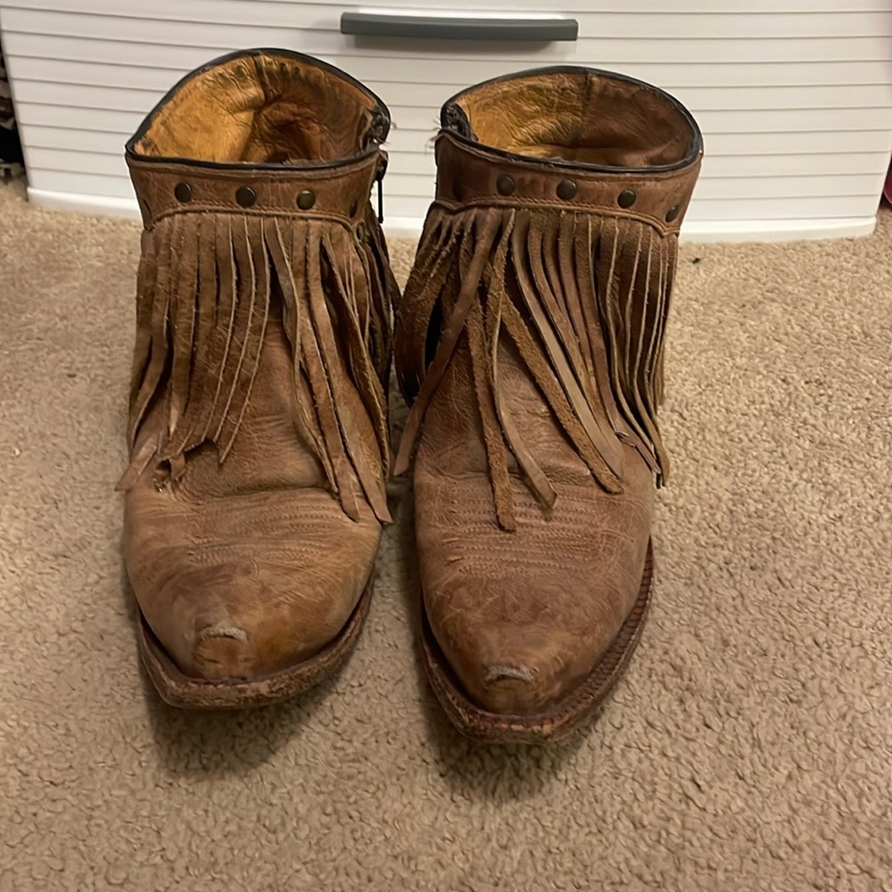 Corral ankle booties with fringe